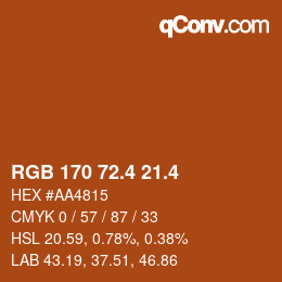 カラーコード: RGB 170 72.4 21.4 | qconv.com
