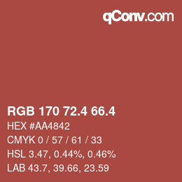 カラーコード: RGB 170 72.4 66.4 | qconv.com