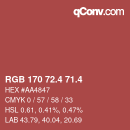 カラーコード: RGB 170 72.4 71.4 | qconv.com