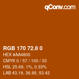 Color code: RGB 170 72.8 0 | qconv.com