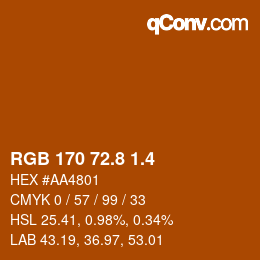 カラーコード: RGB 170 72.8 1.4 | qconv.com