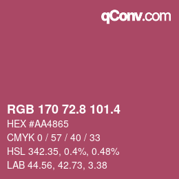カラーコード: RGB 170 72.8 101.4 | qconv.com