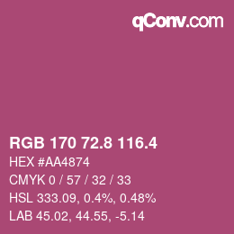 カラーコード: RGB 170 72.8 116.4 | qconv.com