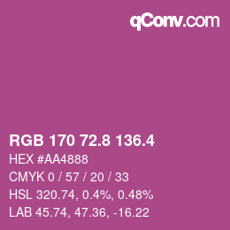 カラーコード: RGB 170 72.8 136.4 | qconv.com