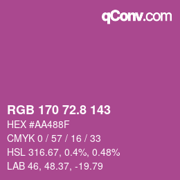 カラーコード: RGB 170 72.8 143 | qconv.com