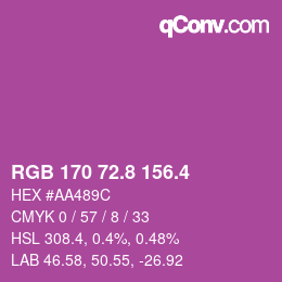 カラーコード: RGB 170 72.8 156.4 | qconv.com
