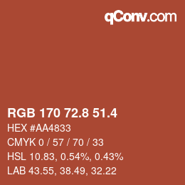 カラーコード: RGB 170 72.8 51.4 | qconv.com