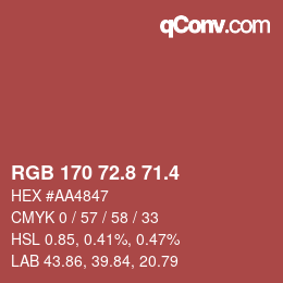 カラーコード: RGB 170 72.8 71.4 | qconv.com