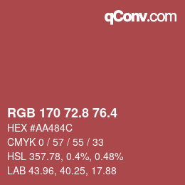 カラーコード: RGB 170 72.8 76.4 | qconv.com