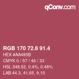 カラーコード: RGB 170 72.8 91.4 | qconv.com