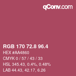 カラーコード: RGB 170 72.8 96.4 | qconv.com