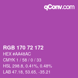 カラーコード: RGB 170 72 172 | qconv.com