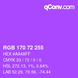 Color code: RGB 170 72 255 | qconv.com