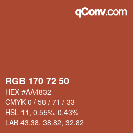Color code: RGB 170 72 50 | qconv.com