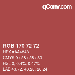 Color code: RGB 170 72 72 | qconv.com