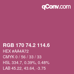 カラーコード: RGB 170 74.2 114.6 | qconv.com