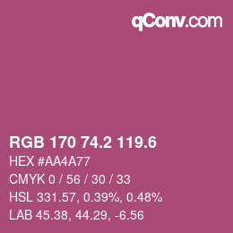 カラーコード: RGB 170 74.2 119.6 | qconv.com