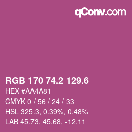 カラーコード: RGB 170 74.2 129.6 | qconv.com