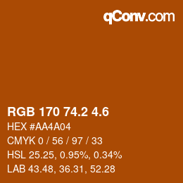 カラーコード: RGB 170 74.2 4.6 | qconv.com