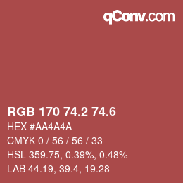 カラーコード: RGB 170 74.2 74.6 | qconv.com