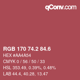 カラーコード: RGB 170 74.2 84.6 | qconv.com