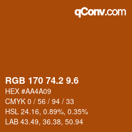 カラーコード: RGB 170 74.2 9.6 | qconv.com