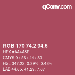 カラーコード: RGB 170 74.2 94.6 | qconv.com