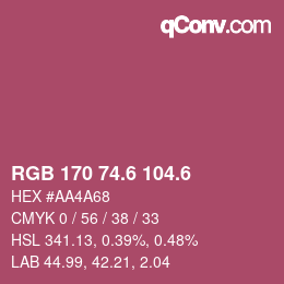 カラーコード: RGB 170 74.6 104.6 | qconv.com