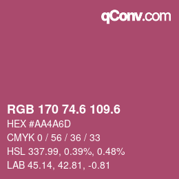 カラーコード: RGB 170 74.6 109.6 | qconv.com