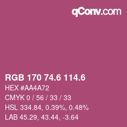 カラーコード: RGB 170 74.6 114.6 | qconv.com
