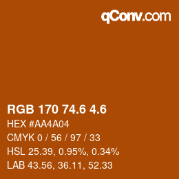 カラーコード: RGB 170 74.6 4.6 | qconv.com