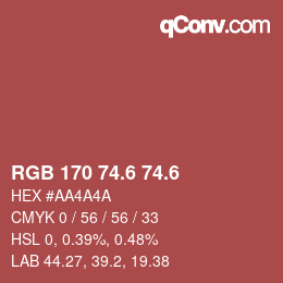 カラーコード: RGB 170 74.6 74.6 | qconv.com