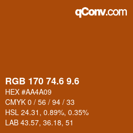 カラーコード: RGB 170 74.6 9.6 | qconv.com