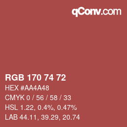 Color code: RGB 170 74 72 | qconv.com