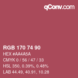 カラーコード: RGB 170 74 90 | qconv.com