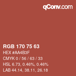 カラーコード: RGB 170 75 63 | qconv.com