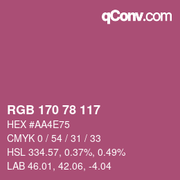 カラーコード: RGB 170 78 117 | qconv.com
