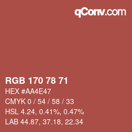 Color code: RGB 170 78 71 | qconv.com