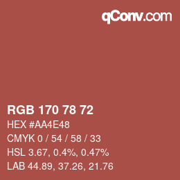 Color code: RGB 170 78 72 | qconv.com