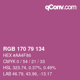 Color code: RGB 170 79 134 | qconv.com