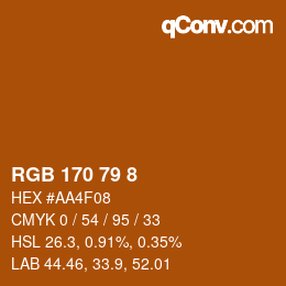 カラーコード: RGB 170 79 8 | qconv.com