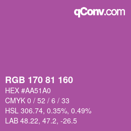 Color code: RGB 170 81 160 | qconv.com