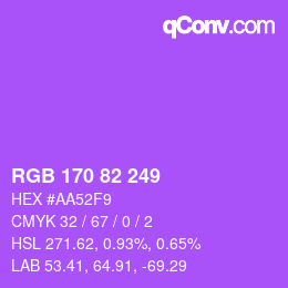 Color code: RGB 170 82 249 | qconv.com