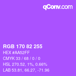 Farbcode: RGB 170 82 255 | qconv.com