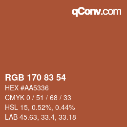 Color code: RGB 170 83 54 | qconv.com