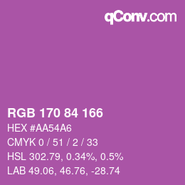 Color code: RGB 170 84 166 | qconv.com