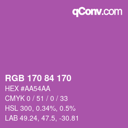 Color code: RGB 170 84 170 | qconv.com