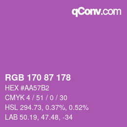 颜色代码: RGB 170 87 178 | qconv.com