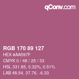 颜色代码: RGB 170 89 127 | qconv.com