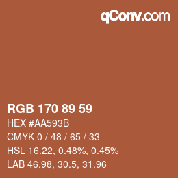Color code: RGB 170 89 59 | qconv.com